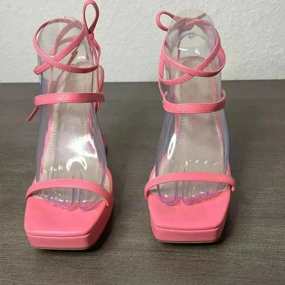 BP Netta Pink Lace Up Heel Size 9.5 (damaged) - Picture 3 of 15
